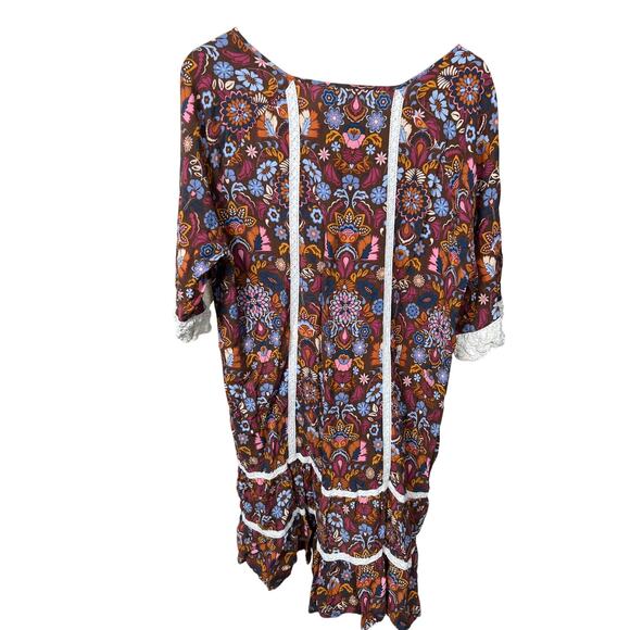 Matilda Jane 2XL Women's Brown Floral Boho Red Dress - Picture 2 of 5